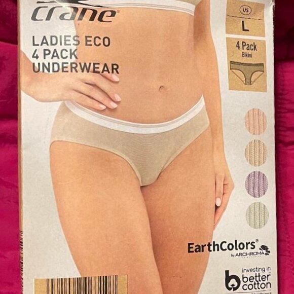 BRAND NEW ~ CRANE ~ 4 PACK ~ LADIES ECO BIKINI UNDERWEAR UNDIES ~ SIZE L / LARGE - Picture 16 of 16